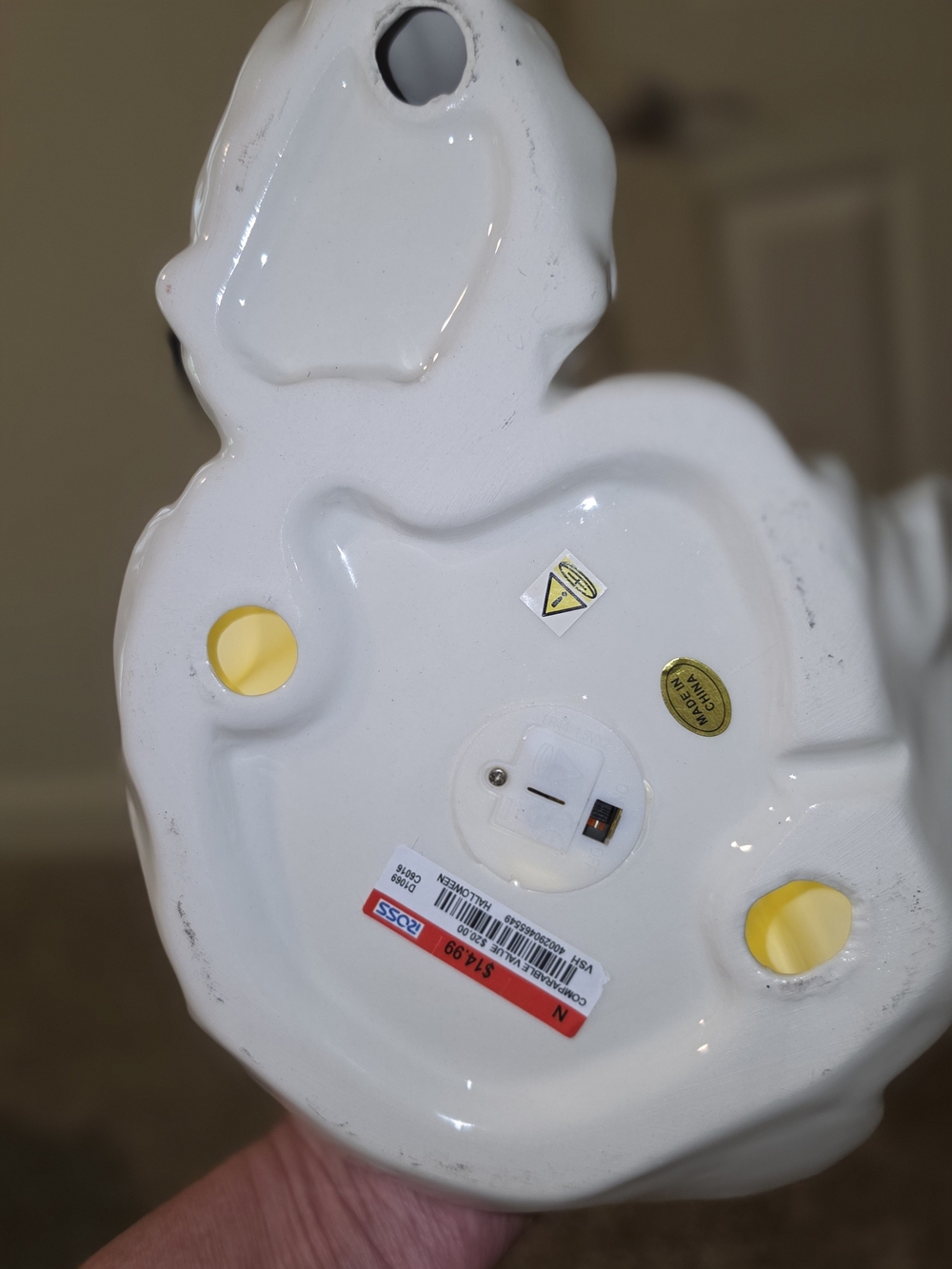 Ceramic Halloween Ghost Figurine with Pumpkin Accent - White - Picture 7 of 8